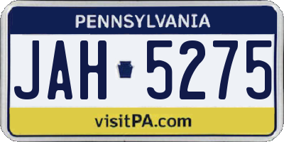 PA license plate JAH5275