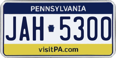 PA license plate JAH5300