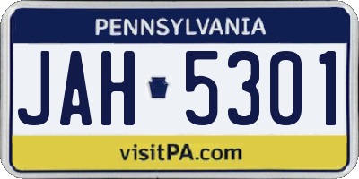 PA license plate JAH5301