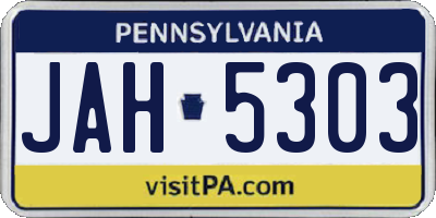 PA license plate JAH5303