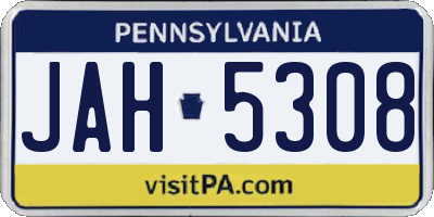 PA license plate JAH5308