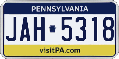 PA license plate JAH5318