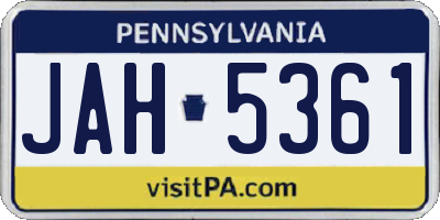 PA license plate JAH5361