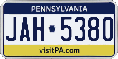 PA license plate JAH5380