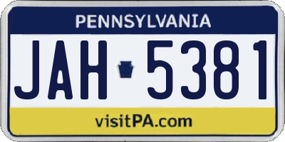 PA license plate JAH5381