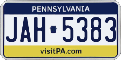 PA license plate JAH5383