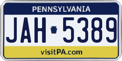 PA license plate JAH5389