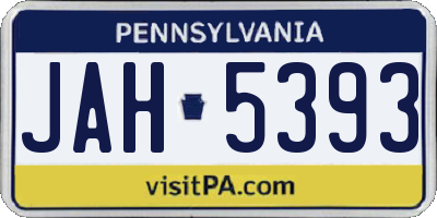 PA license plate JAH5393