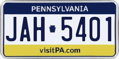 PA license plate JAH5401