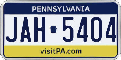PA license plate JAH5404
