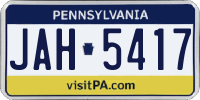 PA license plate JAH5417