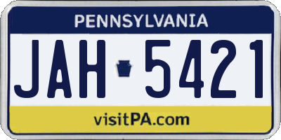PA license plate JAH5421