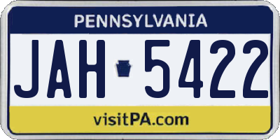 PA license plate JAH5422