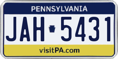 PA license plate JAH5431