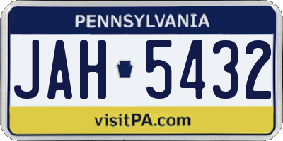 PA license plate JAH5432