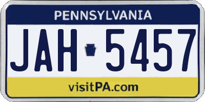 PA license plate JAH5457