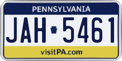 PA license plate JAH5461