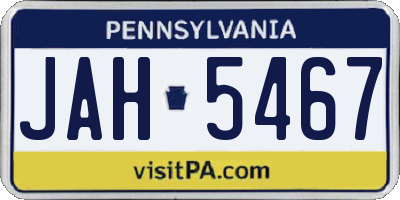PA license plate JAH5467