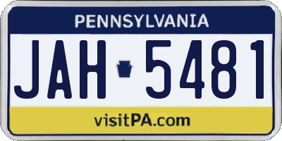 PA license plate JAH5481