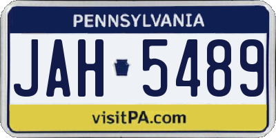 PA license plate JAH5489