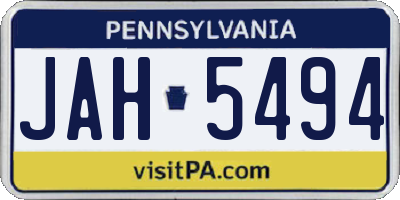 PA license plate JAH5494