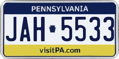 PA license plate JAH5533