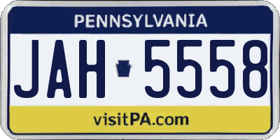 PA license plate JAH5558