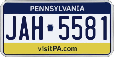 PA license plate JAH5581