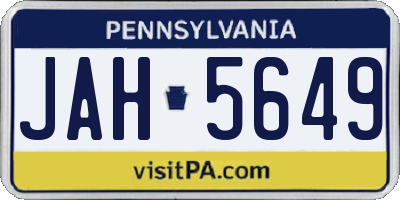 PA license plate JAH5649