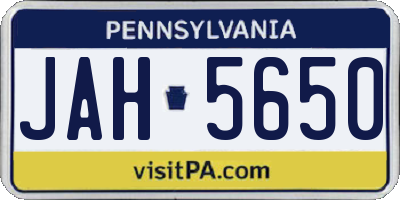 PA license plate JAH5650