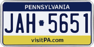 PA license plate JAH5651