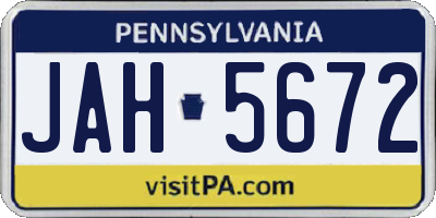 PA license plate JAH5672