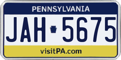 PA license plate JAH5675