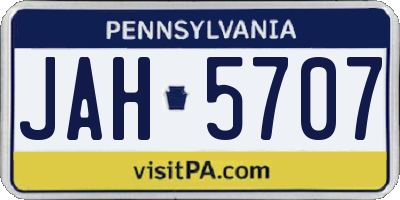 PA license plate JAH5707