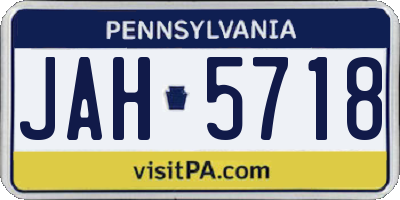 PA license plate JAH5718