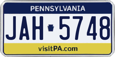 PA license plate JAH5748