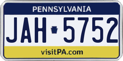 PA license plate JAH5752