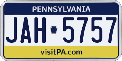 PA license plate JAH5757