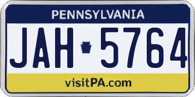 PA license plate JAH5764