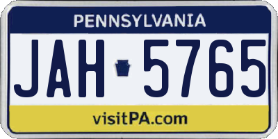 PA license plate JAH5765
