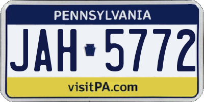 PA license plate JAH5772