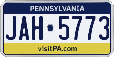 PA license plate JAH5773