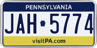 PA license plate JAH5774