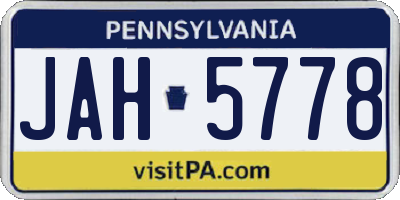 PA license plate JAH5778