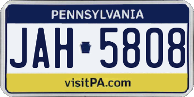 PA license plate JAH5808