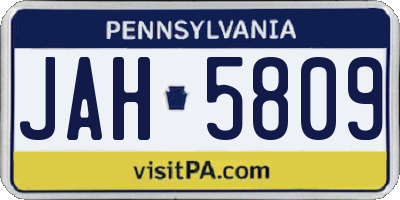 PA license plate JAH5809