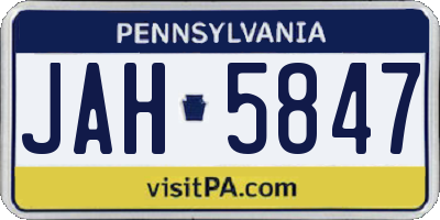 PA license plate JAH5847