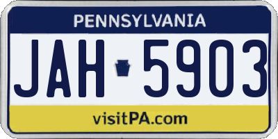 PA license plate JAH5903