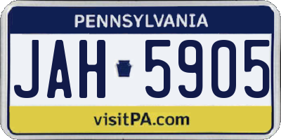 PA license plate JAH5905