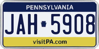 PA license plate JAH5908